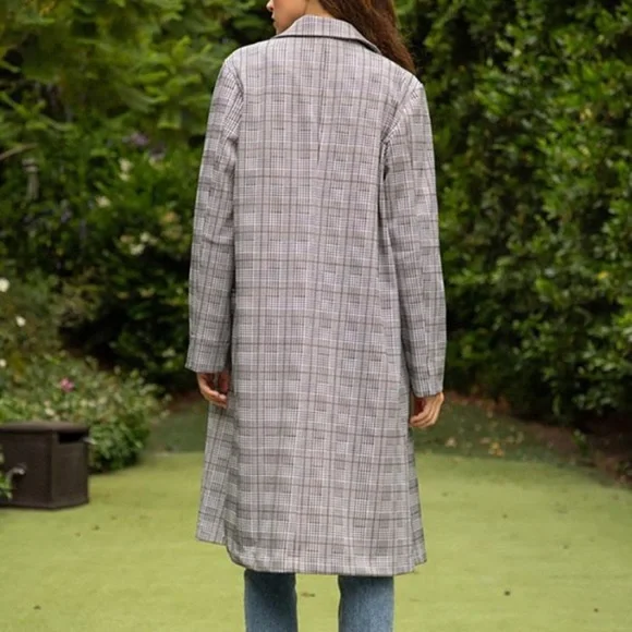 Hem & Thread Plaid Long Blazer Jacket - Picture 9 of 10